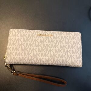 Michael Kors Beige Monogram Wristlet NWT